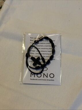 MONO Black Knotted Cord Decenario Bracelet with Cross - NEW